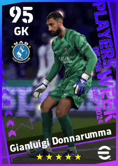 Gianluigi Donnarumma eFootball 2026 player card — 95 OVR GK