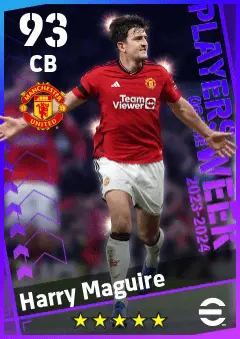 Harry Maguire eFootball 2026 player card — 93 OVR CB