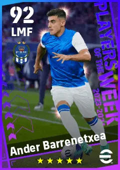 Ander Barrenetxea eFootball 2026 player card — 92 OVR LMF