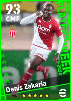 Denis Zakaria eFootball 2026 player card — 93 OVR CMF