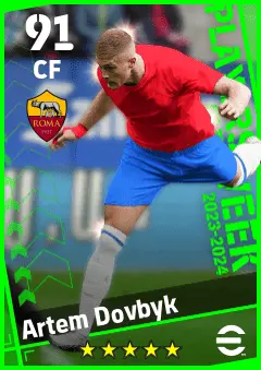 Artem Dovbyk eFootball 2026 player card — 91 OVR CF