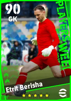 Etrit Berisha eFootball 2026 player card — 90 OVR GK