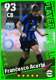 Francesco Acerbi eFootball 2026 player card — 93 OVR CB