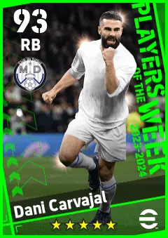 Dani Carvajal eFootball 2026 player card — 93 OVR RB