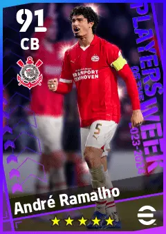 Andre Ramalho eFootball 2026 player card — 91 OVR CB