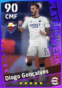Diogo Goncalves eFootball 2026 player card — 90 OVR CMF