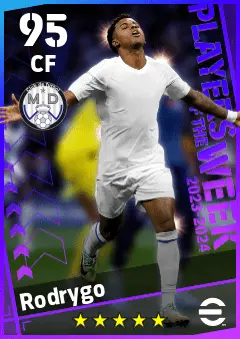 Rodrygo eFootball 2026 player card — 95 OVR CF