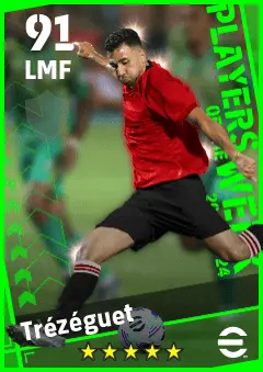 Trezeguet eFootball 2026 player card — 91 OVR LMF