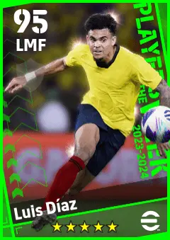 Luis Diaz eFootball 2026 player card — 95 OVR LMF