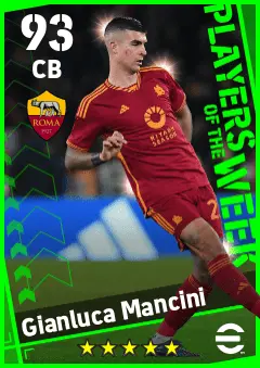 Gianluca Mancini eFootball 2026 player card — 93 OVR CB