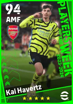 Kai Havertz eFootball 2026 player card — 94 OVR AMF