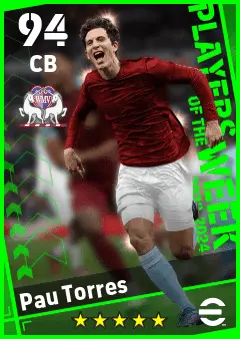 Pau Torres eFootball 2026 player card — 94 OVR CB