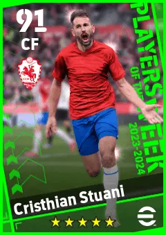 Cristhian Stuani eFootball 2026 player card — 91 OVR CF