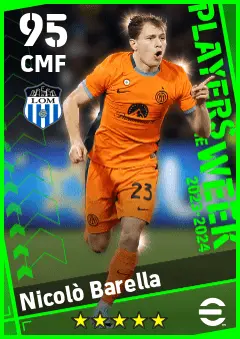 Nicolo Barella eFootball 2026 player card — 95 OVR CMF