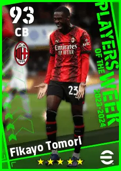 Fikayo Tomori eFootball 2026 player card — 93 OVR CB