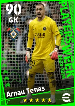 Arnau Tenas eFootball 2026 player card — 90 OVR GK