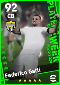 Federico Gatti eFootball 2026 player card — 92 OVR CB