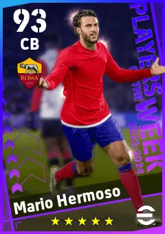Mario Hermoso eFootball 2026 player card — 93 OVR CB