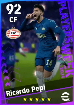 Ricardo Pepi eFootball 2026 player card — 92 OVR CF