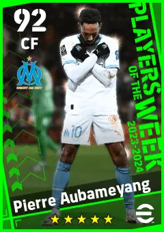 P. E. Aubameyang eFootball 2026 player card — 92 OVR CF