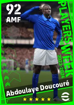 Abdoulaye Doucoure eFootball 2026 player card — 92 OVR AMF