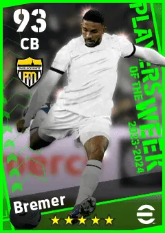 Bremer eFootball 2026 player card — 93 OVR CB