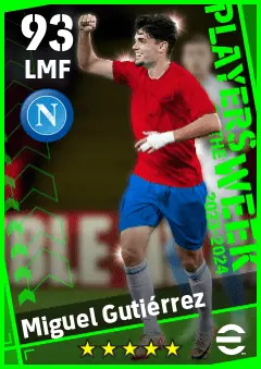 Miguel Gutierrez eFootball 2026 player card — 93 OVR LMF
