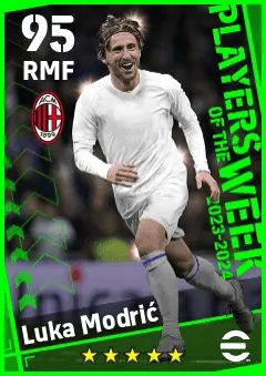Luka Modric eFootball 2026 player card — 95 OVR RMF
