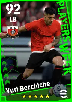Yuri Berchiche eFootball 2026 player card — 92 OVR LB