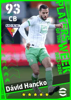 David Hancko eFootball 2026 player card — 93 OVR CB