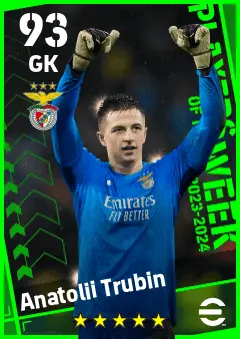 Anatolii Trubin eFootball 2026 player card — 93 OVR GK
