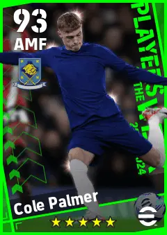 Cole Palmer eFootball 2026 player card — 93 OVR AMF