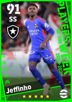 Jeffinho eFootball 2026 player card — 91 OVR SS