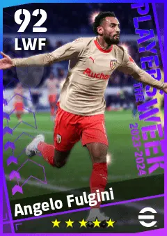 Angelo Fulgini eFootball 2026 player card — 92 OVR LWF