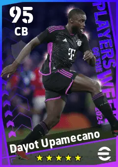 Dayot Upamecano eFootball 2026 player card — 95 OVR CB