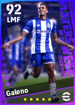 Galeno eFootball 2026 player card — 92 OVR LMF