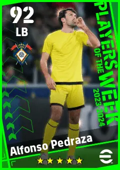 Alfonso Pedraza eFootball 2026 player card — 92 OVR LB