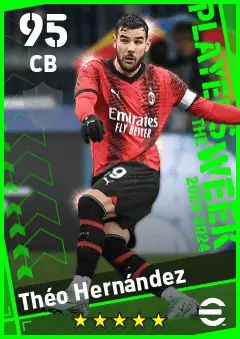 Theo Hernandez eFootball 2026 player card — 95 OVR CB