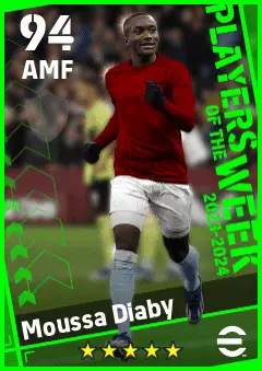 Moussa Diaby eFootball 2026 player card — 94 OVR AMF
