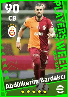 Abdulkerim Bardakci eFootball 2026 player card — 90 OVR CB