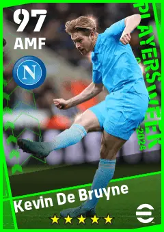 Kevin De Bruyne eFootball 2026 player card — 97 OVR AMF