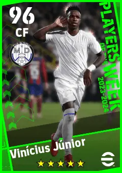 Vinicius Junior eFootball 2026 player card — 96 OVR CF