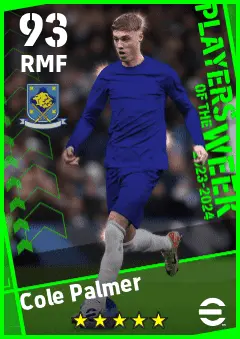Cole Palmer eFootball 2026 player card — 93 OVR RMF