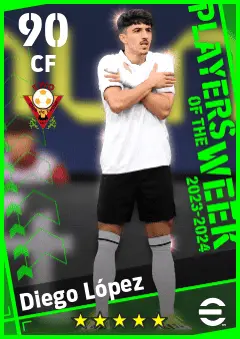 Diego Lopez eFootball 2026 player card — 90 OVR CF