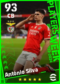 Antonio Silva eFootball 2026 player card — 93 OVR CB