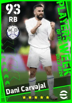 Dani Carvajal eFootball 2026 player card — 93 OVR RB