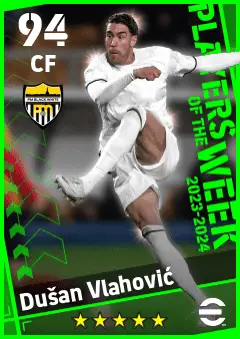 Dusan Vlahovic eFootball 2026 player card — 94 OVR CF