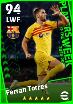 Ferran Torres eFootball 2026 player card — 94 OVR LWF