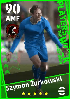 Szymon Zurkowski eFootball 2026 player card — 90 OVR AMF