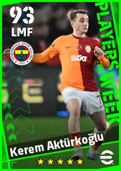 Kerem Akturkoglu eFootball 2026 player card — 93 OVR LMF